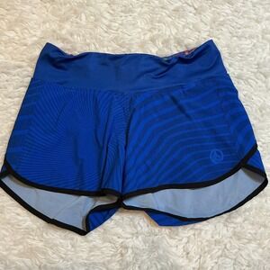 Inkburn Blue Psychedelic Swirl Running Shorts Womens Built-in Liner